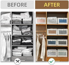 Linen Closet Organizers And Storage, 6 Pack Closet Storage Bins Linen Closet Baskets for Closet Organization Foldable Closet Organizer Bins with Clear Window For Organizing Clothing, Jeans, Shelves - Image 3