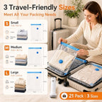 21 Pack Vacuum Bags for Travel with Rechargeable Pump, Save Luggage Space - Image 5
