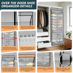 Kotkn 24-Pair Over Door Shoe Organizer for Family & Kids, Double Sided | Hanging Storage for Sneakers, Boots, Toys & Room Organization-Graphite Gray - Image 3