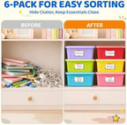 GAMENOTE 6 Quart Storage Bins with Lids, Macaron 6 Pack, Stackable Boxes - Image 7