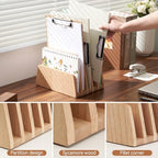 KIRIGEN Wooden Mail Organizer, 5-Slot File Holder for Desk, Natural 5K-NA - Image 4