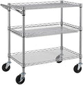 Finnhomy 3 Tier Heavy Duty Commercial Grade Utility Cart, Wire Rolling Cart with Handle Bar, Steel Service Cart with Wheels, Utility Shelf Plant Display Shelf Food Storage Trolley, NSF Listed by Finnhomy