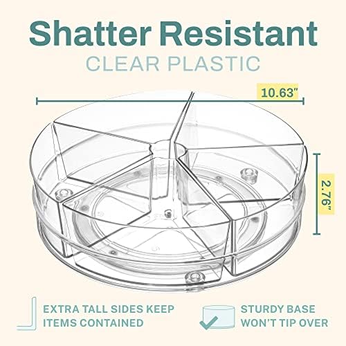 Home Intuition Round Plastic Lazy Susan Turntable Food Storage Container for Kitchen (5 Removable Bin, 2 Pack) - Image 4