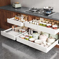 Seinloes 4 Pack Pull Out Cabinet Organizer Expandable Width(15"-25") and Depth(17"-24"),Slide Out Drawers With Raising Pad for Framed Cabinets,No Drill Roll Out Shelves for Kitchen,Bathroom,White by Seinloes