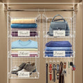 DECOLURE 5-Tier Adjustable Hanging Closet Organizer – Maximize Hanging Storage w/ 4 Hanging Hooks, 8 S Hooks & 5 Name Plates - Sturdy Foldable Wire Storage Hanging Shelves for Clothes, Towels (White) by DECOLURE