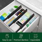 Bamboo Drawer Dividers Organizers, Adjustable Drawer Separator Splitters, 17–22 Inches Expandable Drawer Divider Organizer for Large Utensils, Kitchen, Bedroom, Dresser & Office Drawers 4-Pack, Black - Image 5