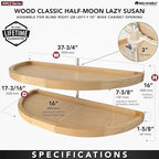 Rev-A-Shelf 38" Half Moon Dual Tier Lazy Susan for Blind Corner Cabinet - Image 3