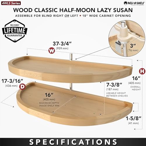 Rev-A-Shelf 38" Half Moon Dual Tier Lazy Susan for Blind Corner Cabinet - Image 3