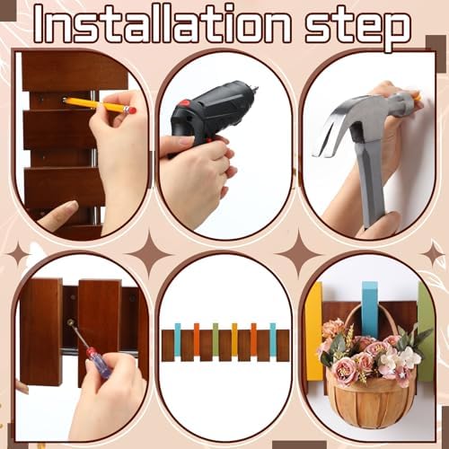 Youyole 6 Hooks Wood Coat Rack Wall Mount Piano Hideaway Coat Hooks - Image 4