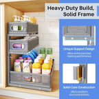 Under Sink Organizer, 3-Tier Thickened Metal Pull out Cabinet Organizer Shelf, Height Adjustable Slide out Storage Drawer Rack for Kitchen Bathroom Pantry Laundry Home Organization, 1-Pack, Grey - Image 6