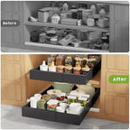 Seinloes 2 Pack Pull Out Cabinet Organizers 21" Deep With Raising Pad for Framed Cabinets, Expandable Width (9"-14") Slide Out Drawers Upgrade 3 Slide Rails, Roll Out Shelves Adhesive, Black - Image 6