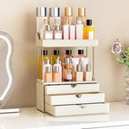 caktraie Bathroom Organizers and Storage - 3 Drawers 2 Tier Makeup Organizer, Cosmetic Storage Drawer for Dresser Countertop and Bathroom Vanity for Large Skincare, Perfume, Cream White - Image 2