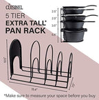 Cuisinel Pan Organizer for Cast Iron, Extra Large 5-Tier Rack, Black 15.4" - Image 4