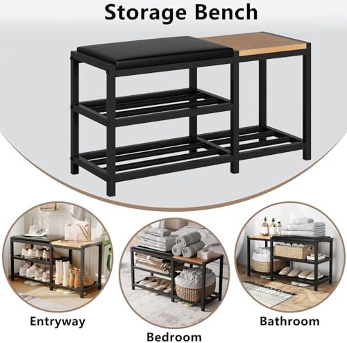 Shoe Bench with Shoe Rack,Shoe Rack for Entryway,Supports 570 lbs - Image 5