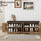 HOMSHO Farmhouse Shoe Storage Bench with 4 Barn Doors & Padded Seat Cushion - Image 4