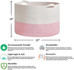 R RUNKA Extra Large Cotton Rope Basket 22" x 14"| Toy Basket - Image 2