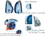 JIC Gem Blue Agate Geode Bookends Heavy Duty Rubber Bumpers 1 Pair 4-6 Lbs - Image 4