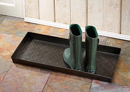 HF by LT Trellis Pattern Metal Boot Tray, 30 x 13 inches, Keeps Dirt, Muck, Grass, Snow, and Water from Boots, Antique Zinc Finish - Image 3