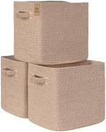 15×13 Inch Storage Cubes, 3 Pack Cube Storage Bins for Organizing, Cotton Rope Woven Baskets for Shelves, Bathroom, Kids Room, Closets, Baby Nursery by Degeyoyo