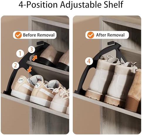 Grey Hidden Shoe Storage Cabinet for Entryway with 2 Flip Drawers - Image 4