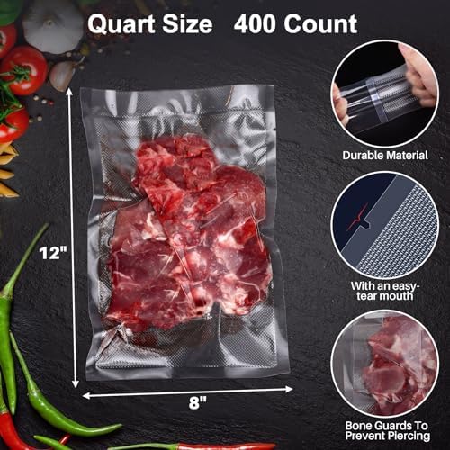 AENTGIU 400 Vacuum Sealer Storage Bags, 8x12 Inch Seal a Meal Bags - Image 3