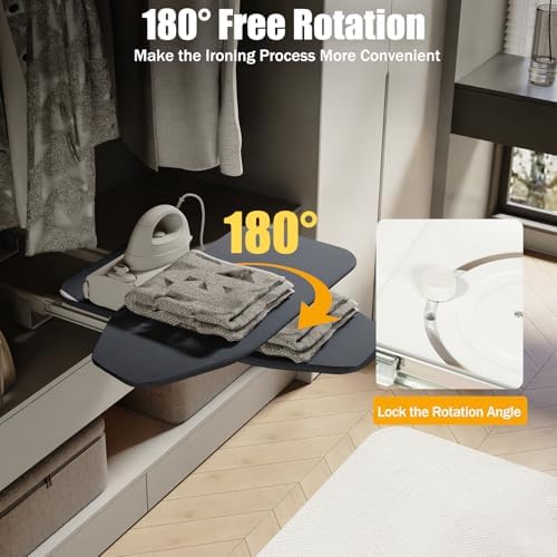Folding Ironing Board, 31.5 * 11.6 * 4.7in Wall-Mounted Ironing Board with Removable Cover, Compact Ironing Boards for Bedrooms, Checkrooms, Small Houses, 180° Free Rotation - Image 3