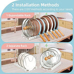 ROOHUA Pot and Pan Lid Organizer Rack for Under Cabinet, 12"-23" Expandable - Image 5