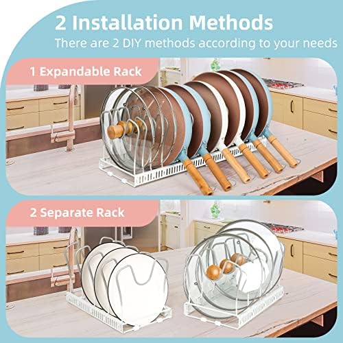ROOHUA Pot and Pan Lid Organizer Rack for Under Cabinet, 12"-23" Expandable - Image 5