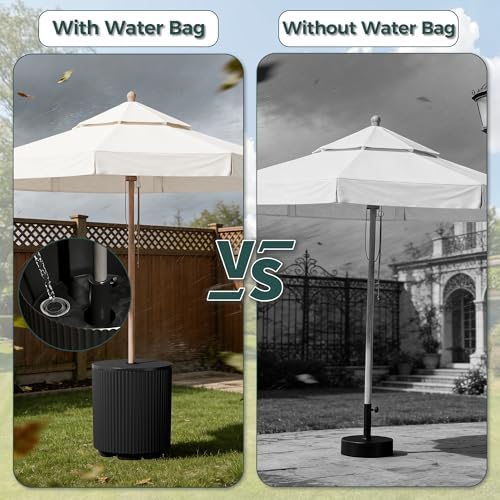 Outdoor Umbrella Stand with Hole, Umbrella Side Table, Black - Image 6