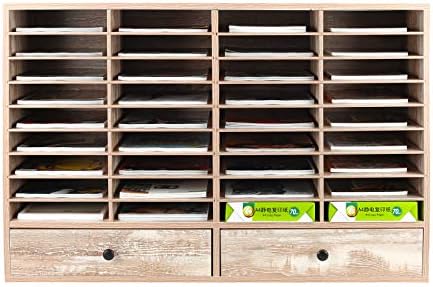 PAG-Mass Mail Sorter Organizer, Wood Literature Organizer, Student Mailbox for Classroom, Desktop Bill Paper Organizer for Office Home School, 38 Compartments, Retro White - Image 2