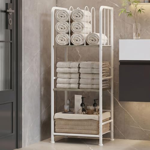 3-Tier Freestanding Towel Racks for Bathroom, White Towel Rack Stand by Jautokerdar