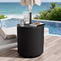 Outdoor Umbrella Stand with Hole, Umbrella Side Table, Black by Diyfire