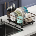 AIDERLY Metal Dish Drying Rack Automatic Drainage, Brown, Large by AIDERLY