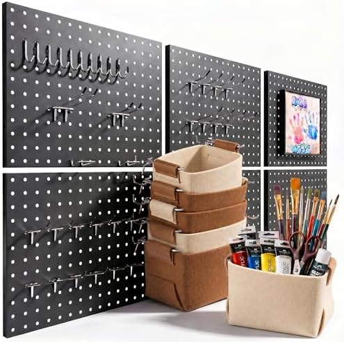 Spampur Peg Board, 6 Pack Metal Pegboard Wall Organizer with Accessories by Spampur