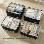 PRANDOM Storage Boxes with Lids [3-Pack] Fabric Collapsible Storage Bins Organizer Containers Baskets Cube with Cover for Home Bedroom Closet Office Nursery Black（23.4X15.9X11.5 - Image 4