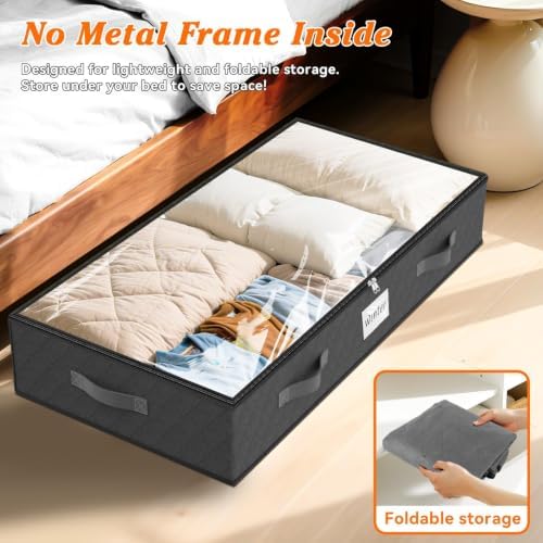 90L Under Bed Storage Containers, Storage Bags, Organizers, 8-Pack, Gray - Image 5