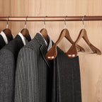 TOPIA HANGER Wide Shoulder Wooden Hangers, Suit Hangers with Non Slip Pants Bar & 360° Swivel Hook, Solid Wood Heavy Duty Coat Hanger, 6 Pack (Walnut)-CT02WA - Image 2