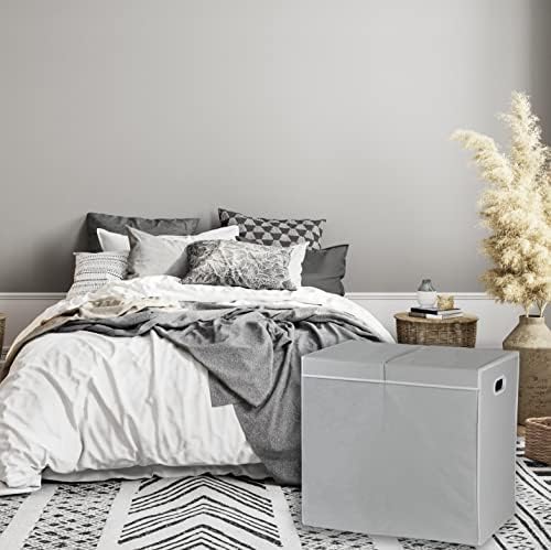 Simple Houseware Double Laundry Hamper with Lid & Removable Bags, Grey - Image 3