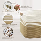60L Woven Laundry Basket Hamper with Leather Handles,Khaki - Image 4