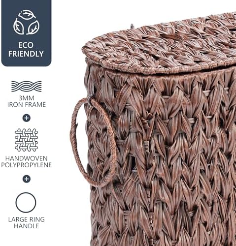 Coeusy Toilet Paper Basket with Lid, Wicker Basket for Bathroom Organizer - Image 4