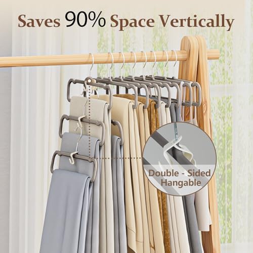 Velvet Felt Pants Hangers 30 Pack, with Cascading Hooks (Gray) - Image 4