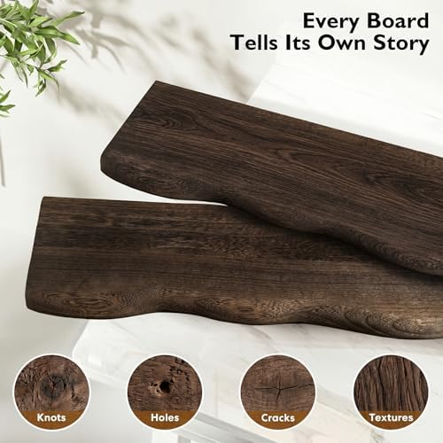 Organic Wavy Edge Floating Shelves,Hidden Brackets,2 Pack 36 in - Image 4