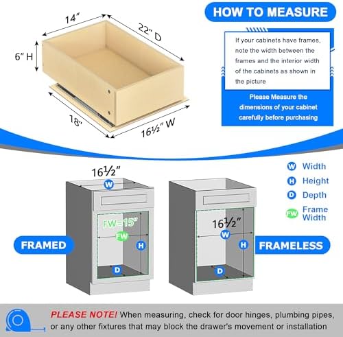 WelFurGeer Soft Close Pull Out Drawers for Cabinets, 14" W x 22" D Pull Out Cabinet Organizer, Space-Saving Cabinet Organizer with Easy Installation, Durable Pullout Drawers for Home Kitchen - Image 3