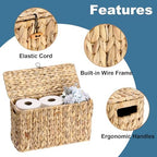 Sumnacon Toilet Paper Basket, Wicker Water Hyacinth Toilet Paper Holder with Handles and Lid, Holds Up to 6 Mega Rolls, Decorative Farmhouse Woven Bathroom Accessories Toilet Tissues Organizer, Large - Image 4