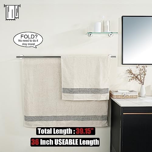 JQK Double Bath Towel Bar, 39 Inch 304 Stainless Steel Thicken 1mm Towel Rack for Bathroom, Bath Towel Holder Polished Chrome Wall Mount, Useable Length 36 Inch, TB100L36-CH - Image 3
