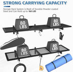 Garage Wall Shelving,46"X 12.5" Garage Shelving Wall Mounted,Heavy Duty Garage Storage Rack with 4 Hooks,160 LBS Capacity,Black Metal Floating Organizer Shelves for Warehouse (1) - Image 4