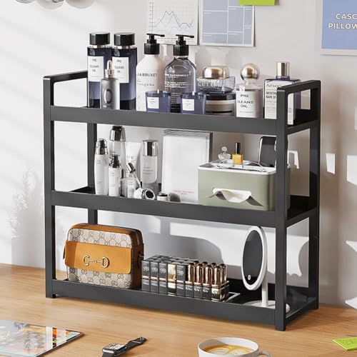 Bathroom Counter Organizer, 3-Tier Bathroom Shelf for Bathroom Kitchen Bedroom,Ideal for Organizing Cosmetics, Perfumes, Soaps, Lotions, and More (20Inches Black) - Image 5