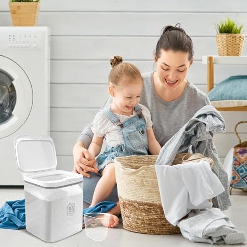 2 Pack 5.5L Laundry Detergent Dispenser with One-Press Lid, Laundry Powder Container for Laundry Room Organization and Storage Pod and Airtight Dishwasher Pod Holder for Bead Powder - Image 3