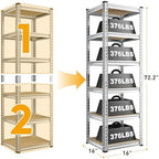 REIBII Storage Shelves for Pantry, Kitchen, 6 Tier Silver Garage Shelving - Image 3