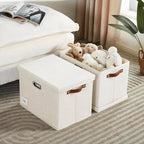 Roobyl 15" Fabric Storage Box with Lids, 3-Pack, White - Image 3